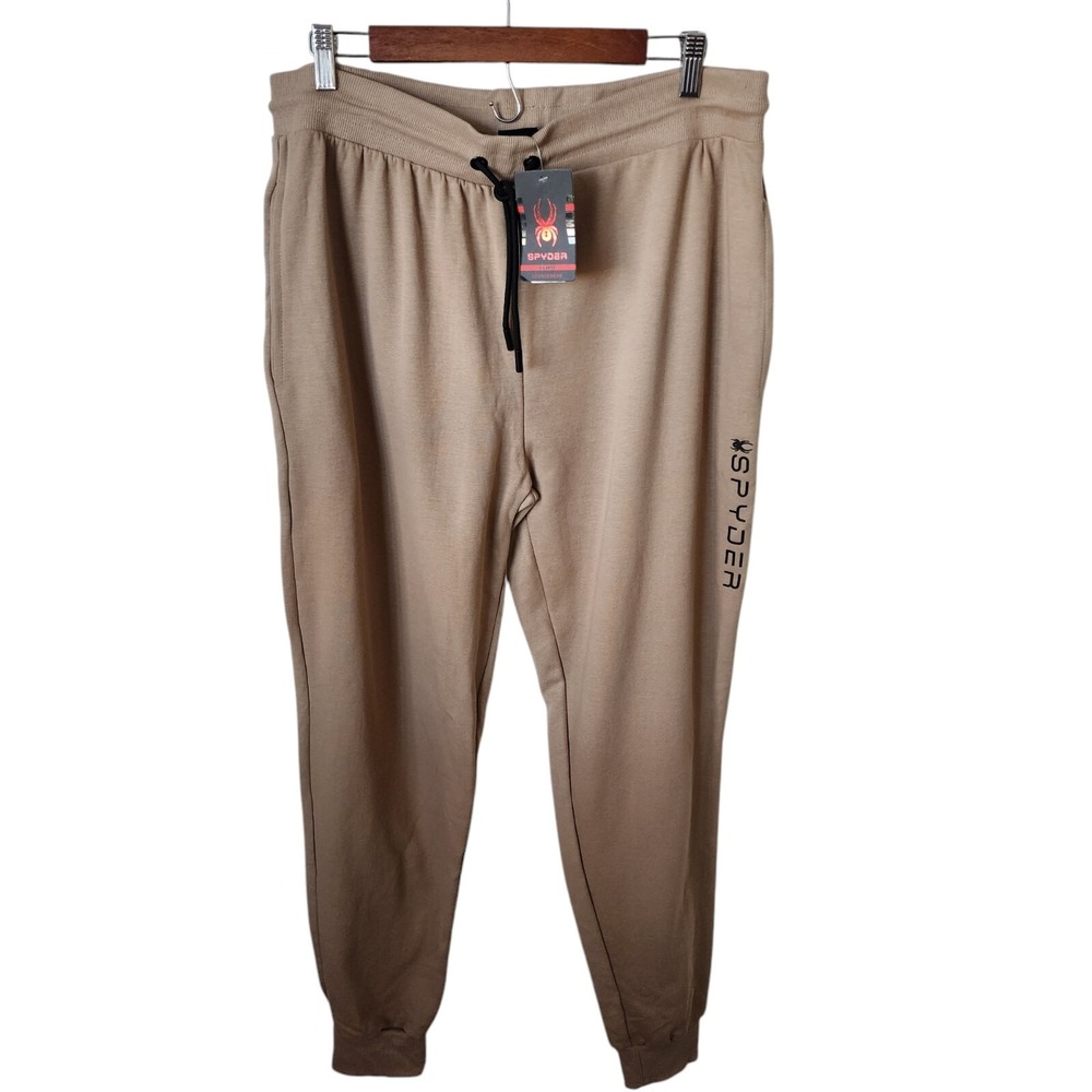 Spyder Men's Size XL Tan Loungewear Knit Fleece Joggers NWT MSRP $55